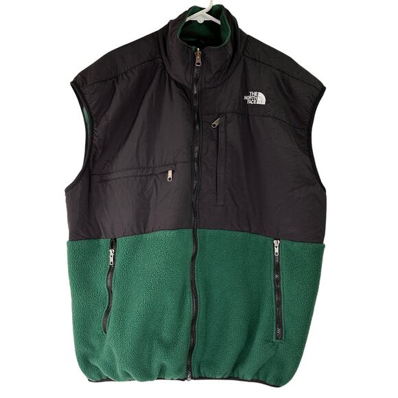 The North Face Men's Vintage Denali Black & Green Fleece Zip Up Vest XX-Large - Picture 1 of 7
